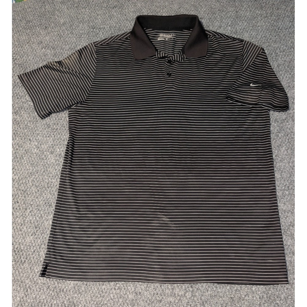 Nike Golf‎ Tour Performance Dri-fit Striped Black Polo Shirt Size XL
